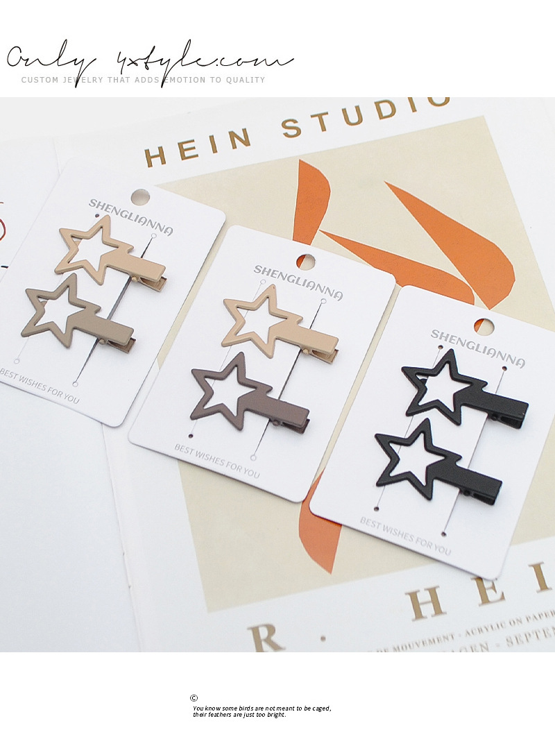 咖色系星星发夹女前额侧边刘海夹甜美少女发卡碎发夹鸭嘴夹子头饰详情14