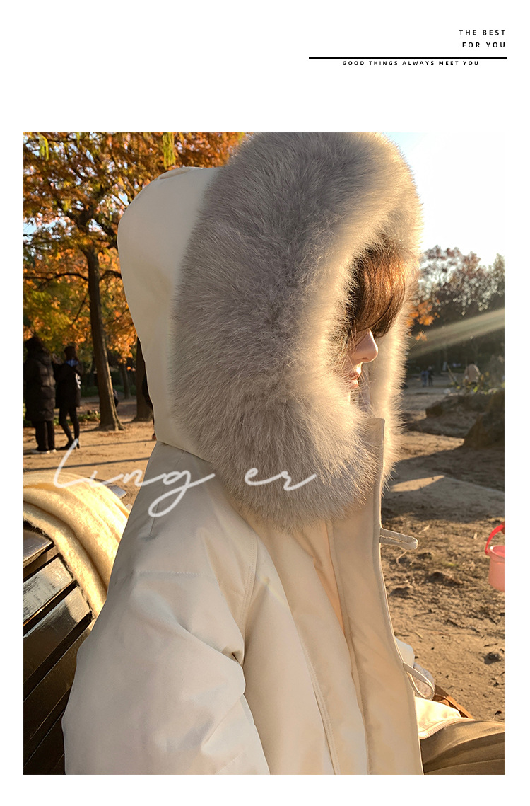 Wholesale of high-end mid-length down jackets for women that reach the knees in 2022, featuring a fashionable design sense and a niche thickened coat pic 22