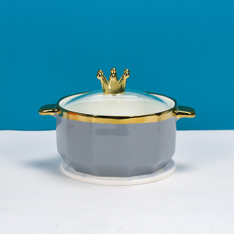 Solid-color ceramic instant noodle soup bowls for student dormitories, large capacity, high appearance level, with LIDS, household soup bowls with handles, wholesale pic 6