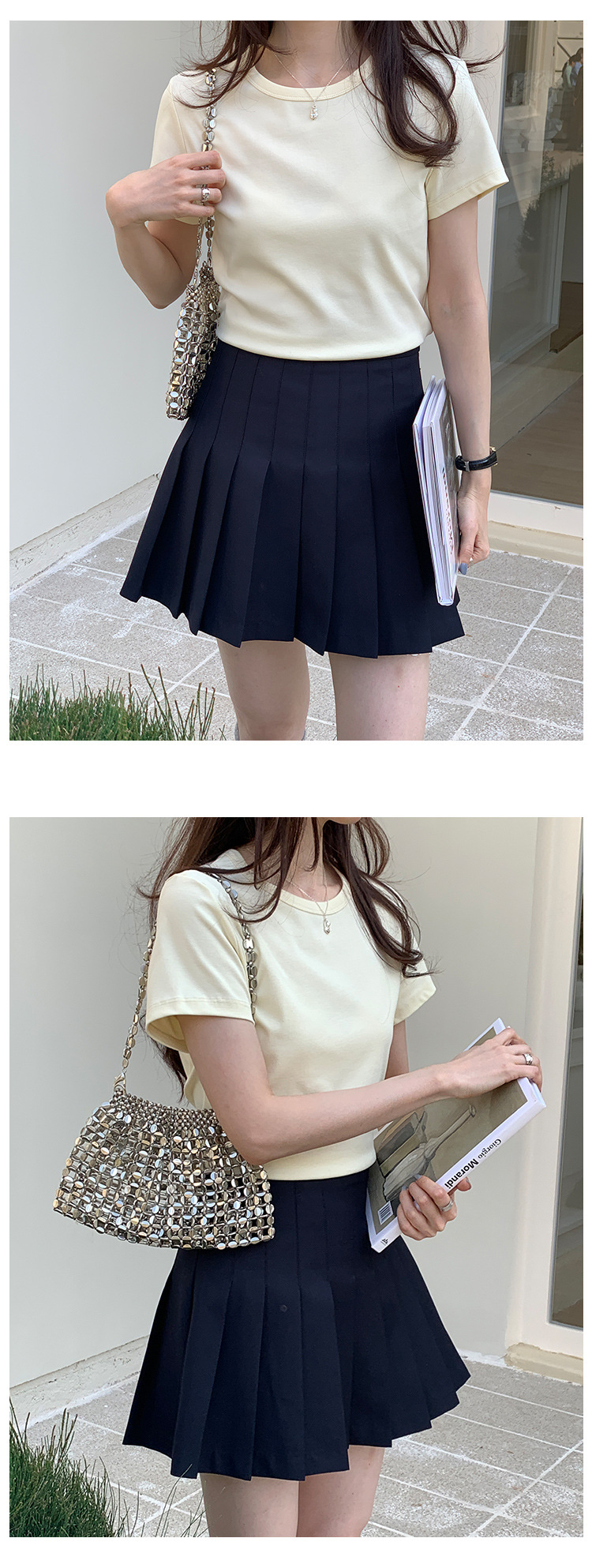 短款圆领t恤女春季2025广州十三行新款韩版纯色简约百搭短袖上衣详情12