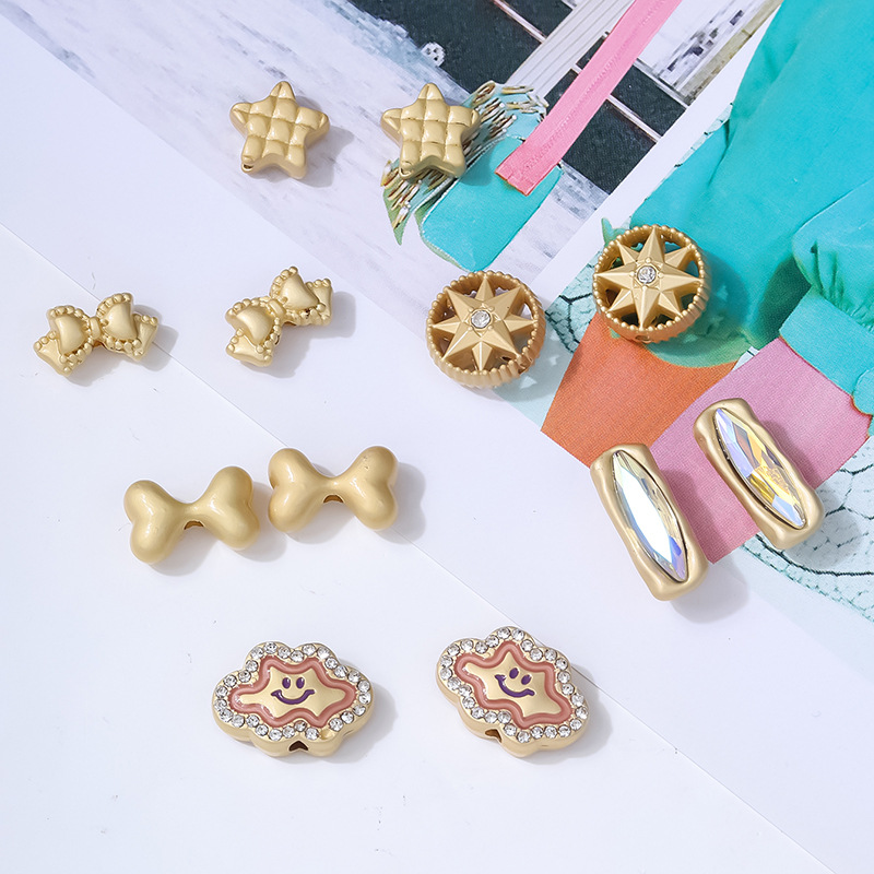 New matte gold bow accessories, DIY necklaces, bracelets and earrings, popular domestic trend foreign trade accessories pic 4