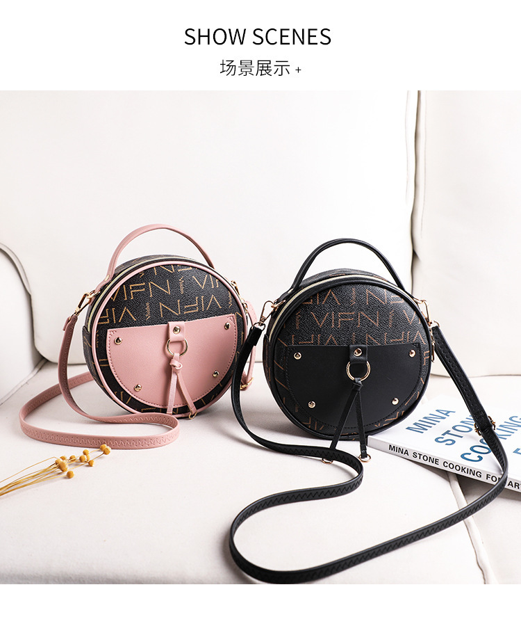 The 2021 new letter-printed double-layer single-shoulder small round bag for women is a fashionable and casual mobile phone bag with an upgraded version pic 16