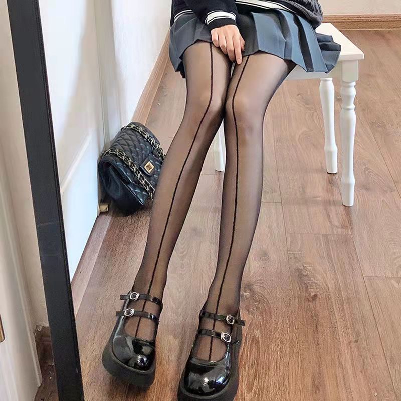 春夏女薄款拼接黑丝辣妹光腿打底神器日系jk假小腿过膝性感连裤袜详情15