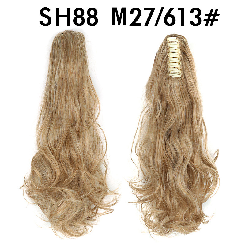 European and American style claw clip long curly hair, tiger mouth claw clip ponytail simulation wig, fluffy and natural ponytail pic 48