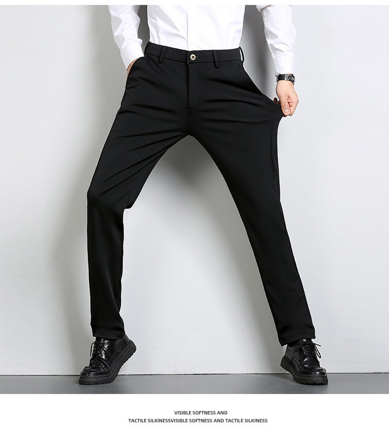 High-end business casual pants for men 2022 autumn and winter, thickened long pants, youth straight, elastic, wrinkle-free and drape dress pants pic 47