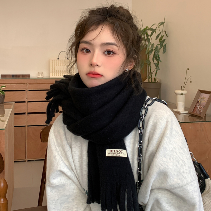 新款秋冬季围巾高级感仿羊绒百搭针织披肩韩版纯色保暖围巾情侣详情14