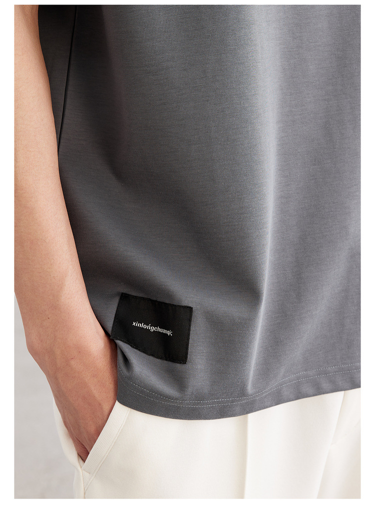 Quick-drying ice silk cotton simple letter print short-sleeved T-shirt for men 2024 summer slightly loose silk gloss half-sleeved T-shirt pic 23