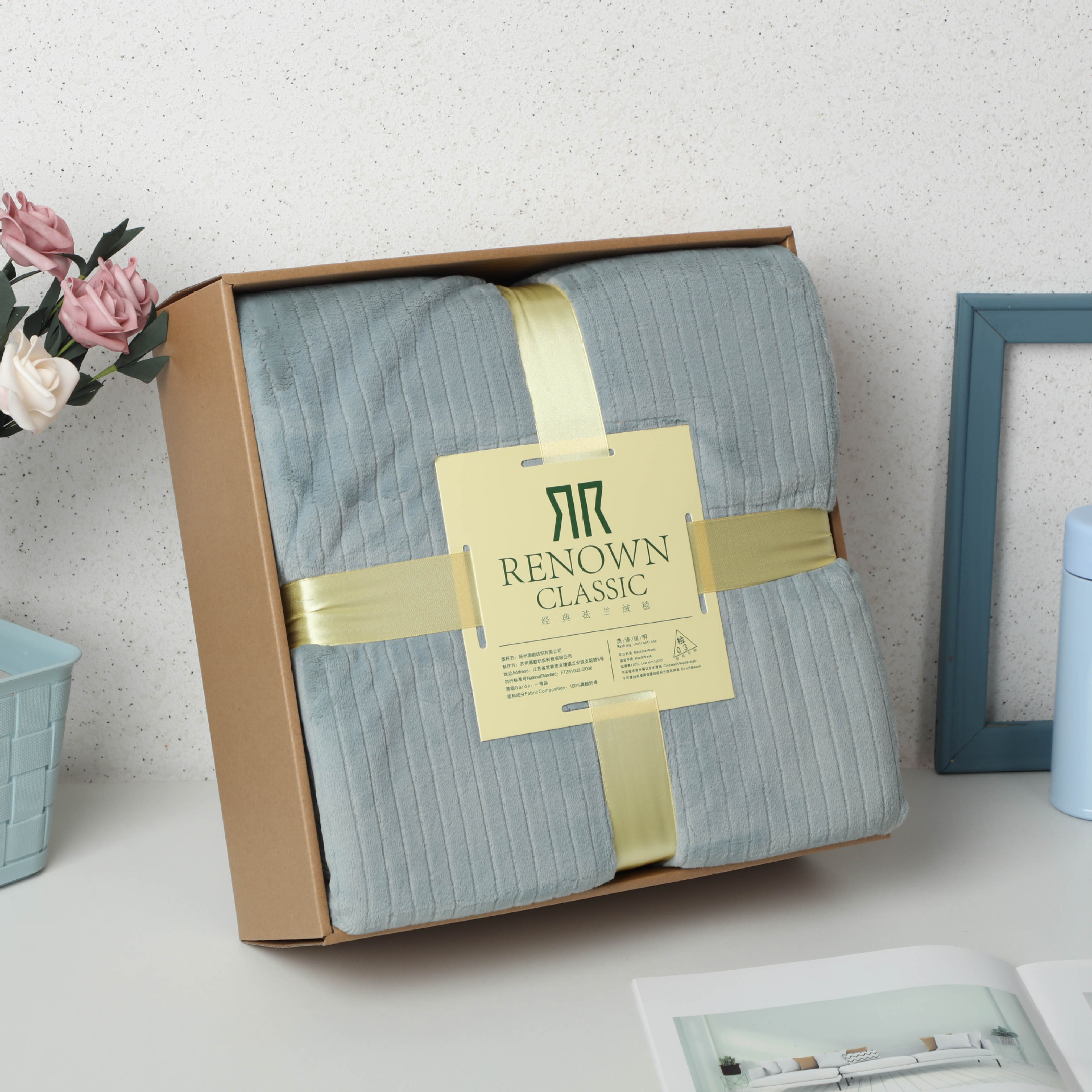 Flannel blanket, small winter single-person cover blanket, embroidered logo, office midday rest air conditioner, coral fleece nap blanket pic 8