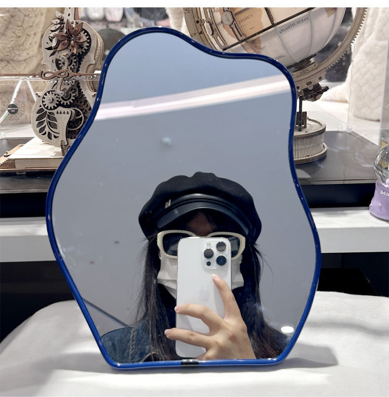 粉色女孩桌面化妆镜不规则云朵梳妆镜公司礼品广告赠品外贸镜子详情10