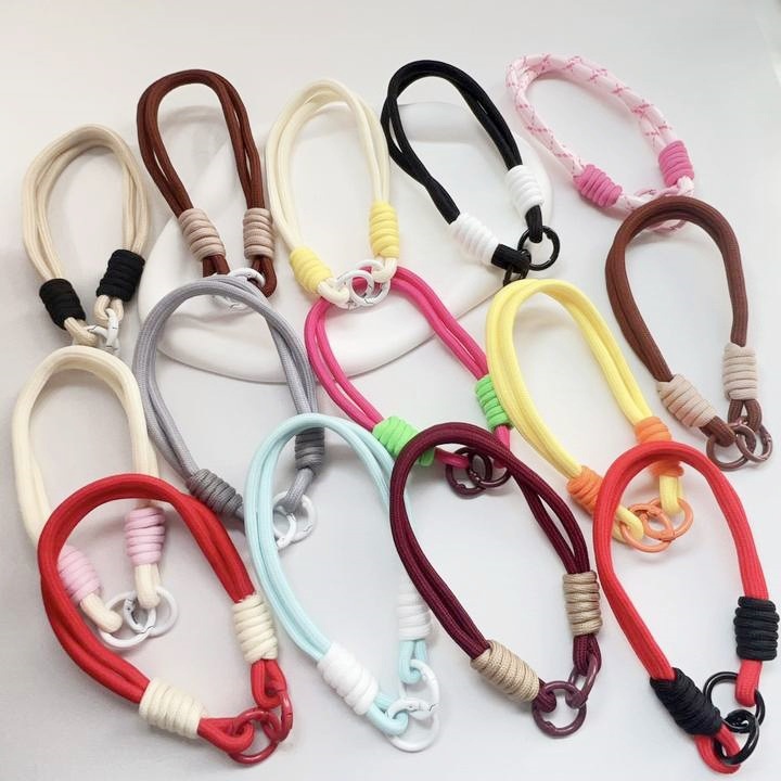 简约ins拼色编织绳短款手机挂绳ccd相机挂件手提挂饰男女腕带双扣详情1
