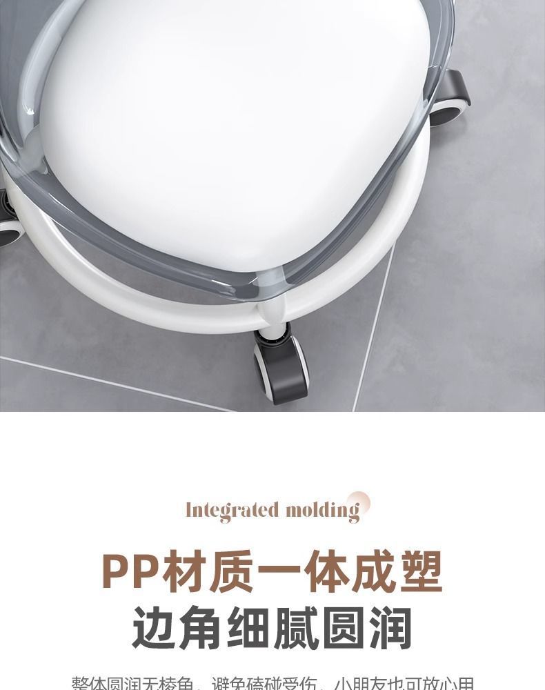 亚克力万向轮小凳子静音透明靠背成人滑轮矮凳儿童带轮移动小椅子详情11