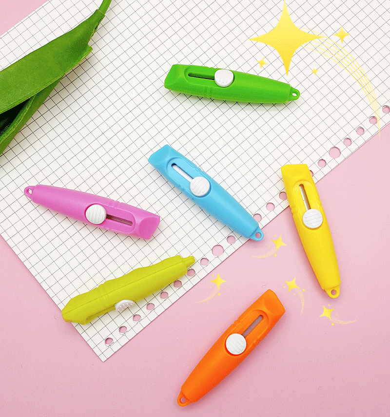Wholesale creative, simple and portable small whistle utility knives, cartoon mini student express unboxing office paper cutting knives pic 6
