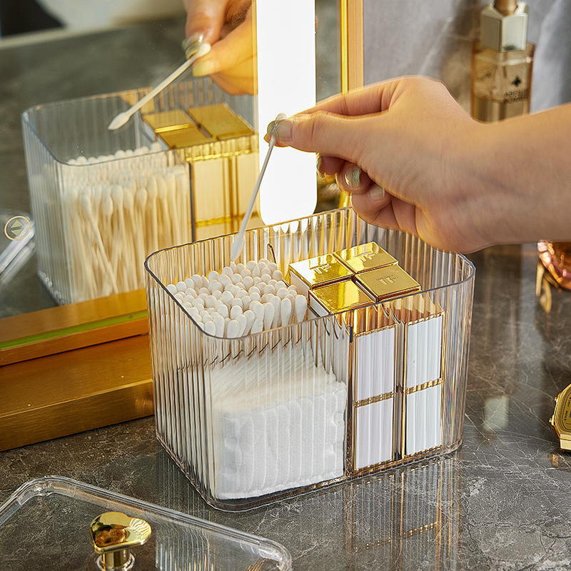 Makeup cotton, cosmetic storage box, transparent cotton swab box, dressing table, desktop powder puff, makeup brush, makeup remover cotton, lipstick box pic 1