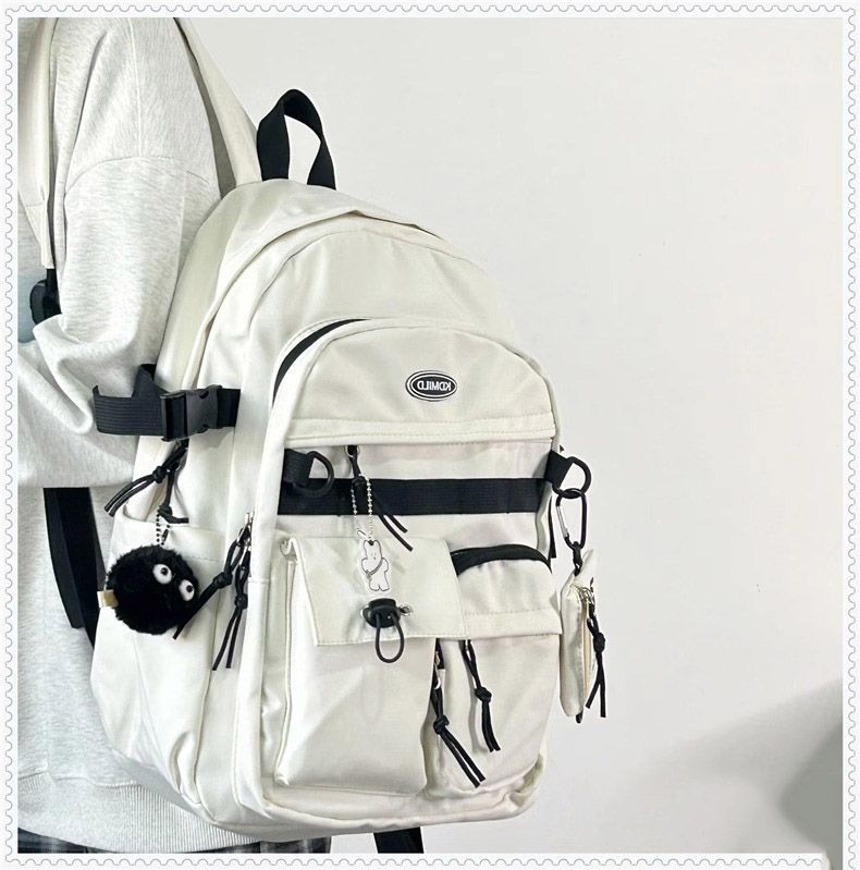 韩版ins百搭工装风书包女学生大容量日系双肩包旅行背包男详情9