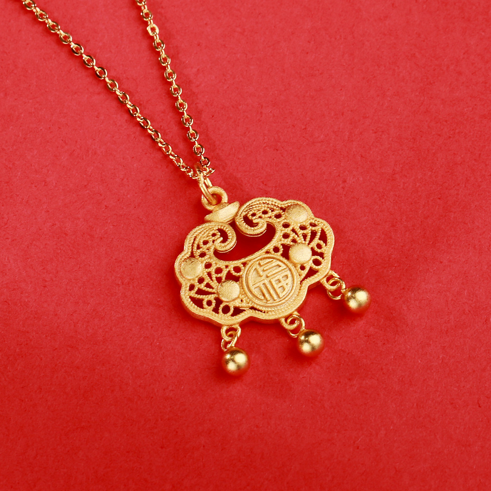 Wholesale of the popular Douyin S925 Silver Ruyi Xiangyun Peace Lock Necklace, a retro Chinese-style longevity lock chain pic 8