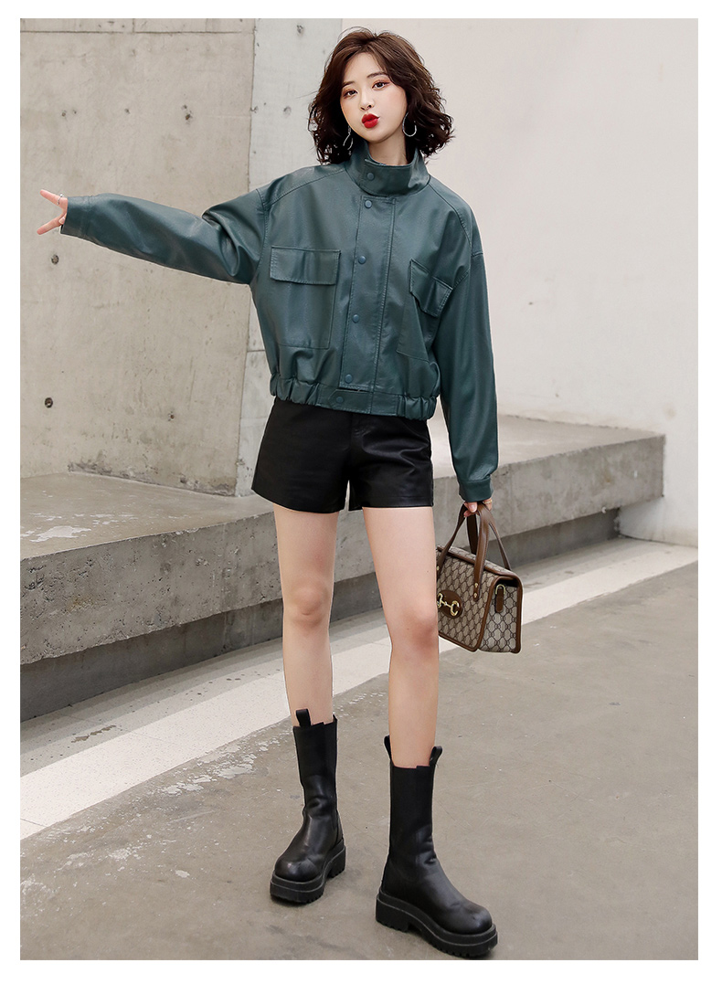 短款小皮衣外套女2022年秋季新款韩版气质宽松pu机车夹克上衣潮详情13