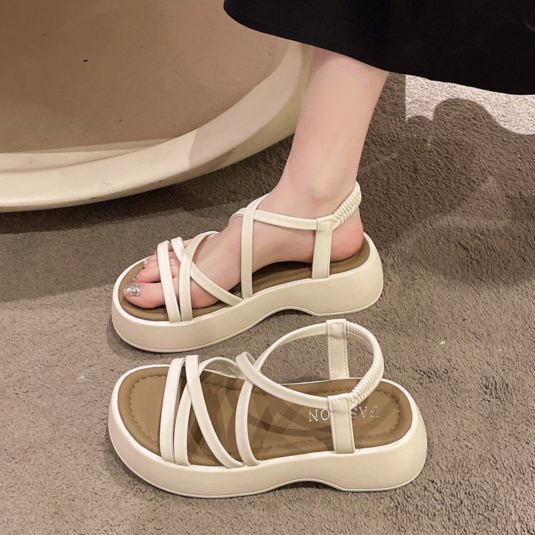 厚底松糕凉鞋女2024年夏季新款韩版小个子交叉细带高跟罗马鞋详情7