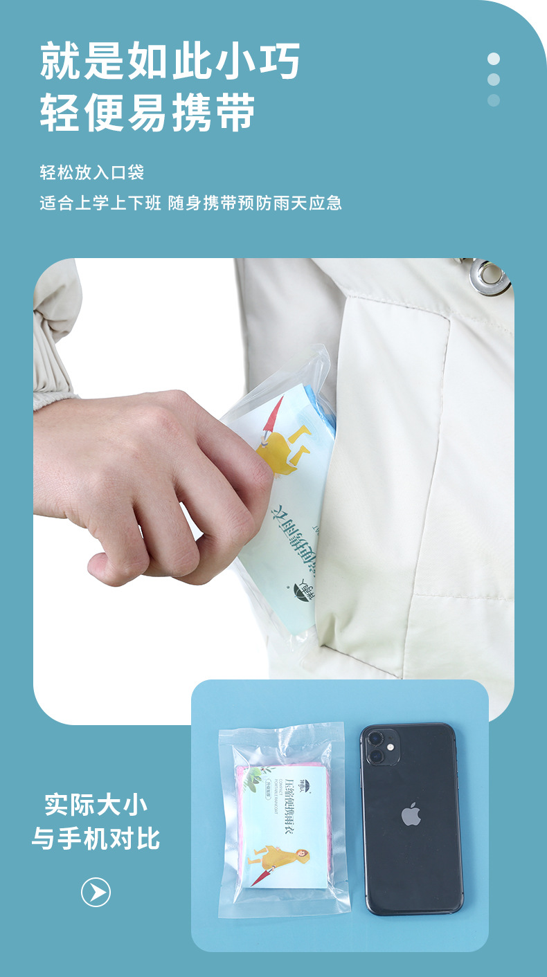 卡片雨衣真空压缩加厚20g成人户外旅游景区便携式一次性雨衣批发详情4