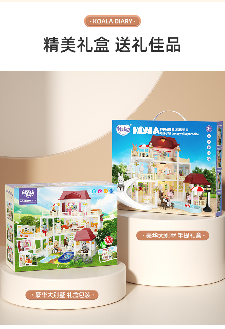 考拉日记厂家正品城堡娃娃屋 过家家玩具公主场景灯光别墅房详情7
