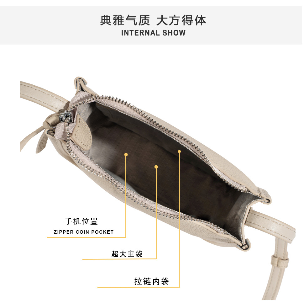 Leather single-shoulder bag for women, versatile and fashionable 2023 Korean small square bag, top layer cowhide ins Korean version crossbody bag, small bag pic 27