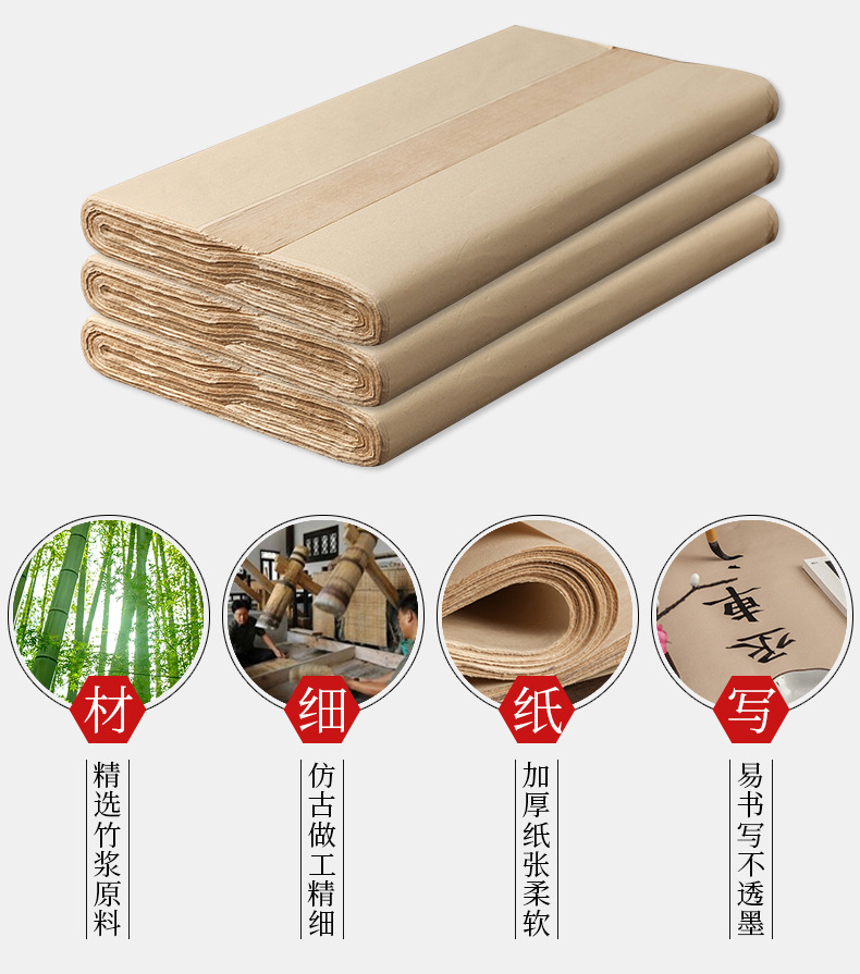 Thickened antique rough-edge paper without grids, four-foot, three-foot and six-foot practice paper for calligraphy and traditional Chinese painting beginners and students pic 4