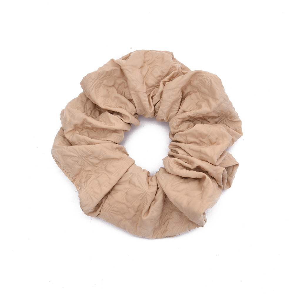 French-style large embossed design, high-end feel, solid color fat intestine rings, simple and elegant style, hair bands, hair ties, ponytail, factory batch pic 7