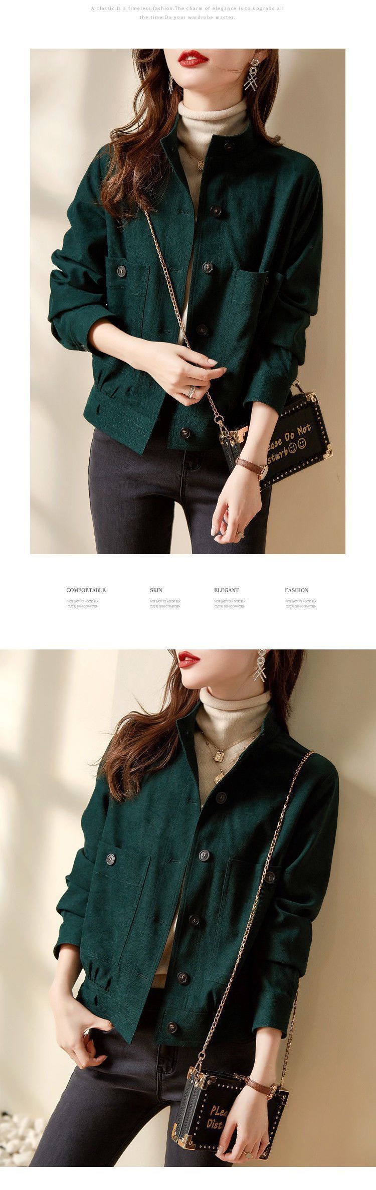 2022春秋新款高档时尚百搭洋气韩版宽松显瘦纯色潮流外套上衣女装详情8