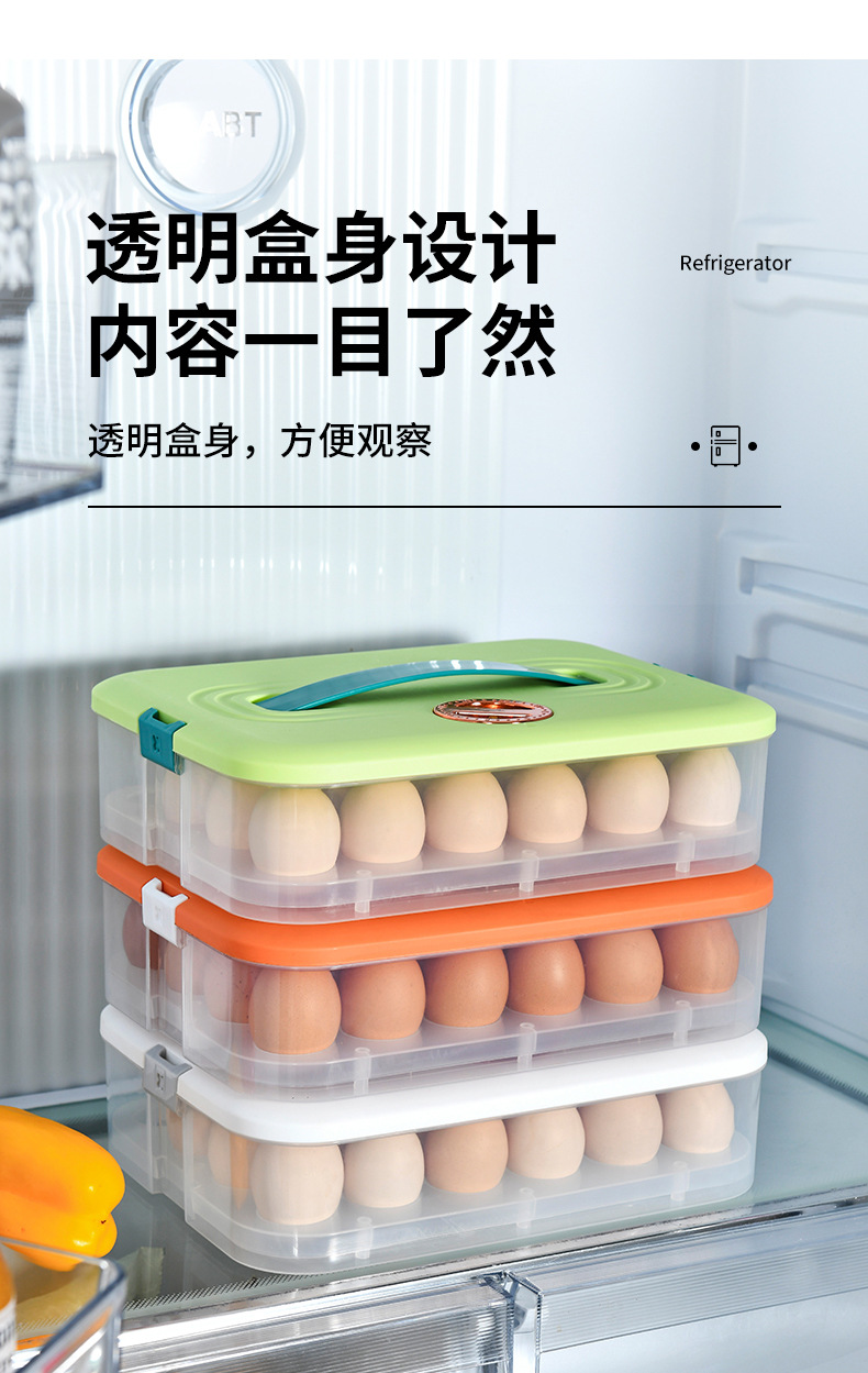 Portable household refrigerator egg box, 24 pieces, duck egg preservation box, multi-functional plastic storage box with snap-on pic 5