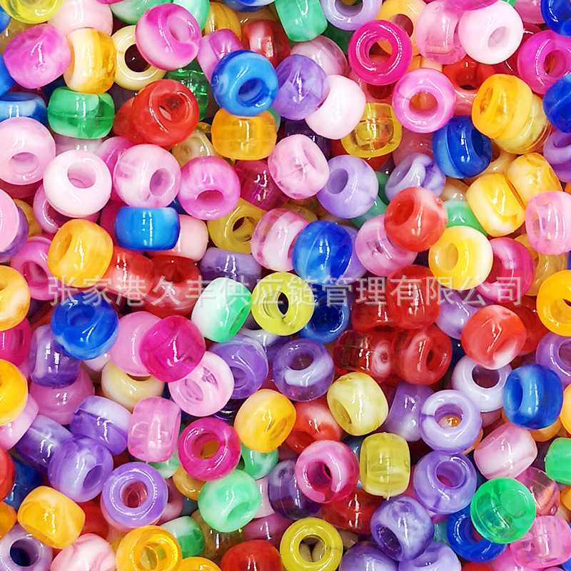 Best-selling pony beads, large-hole beads, colored transparent matte Pony bucket beads, scallion powder plastic DIY dirty braid fake divergent beads pic 5