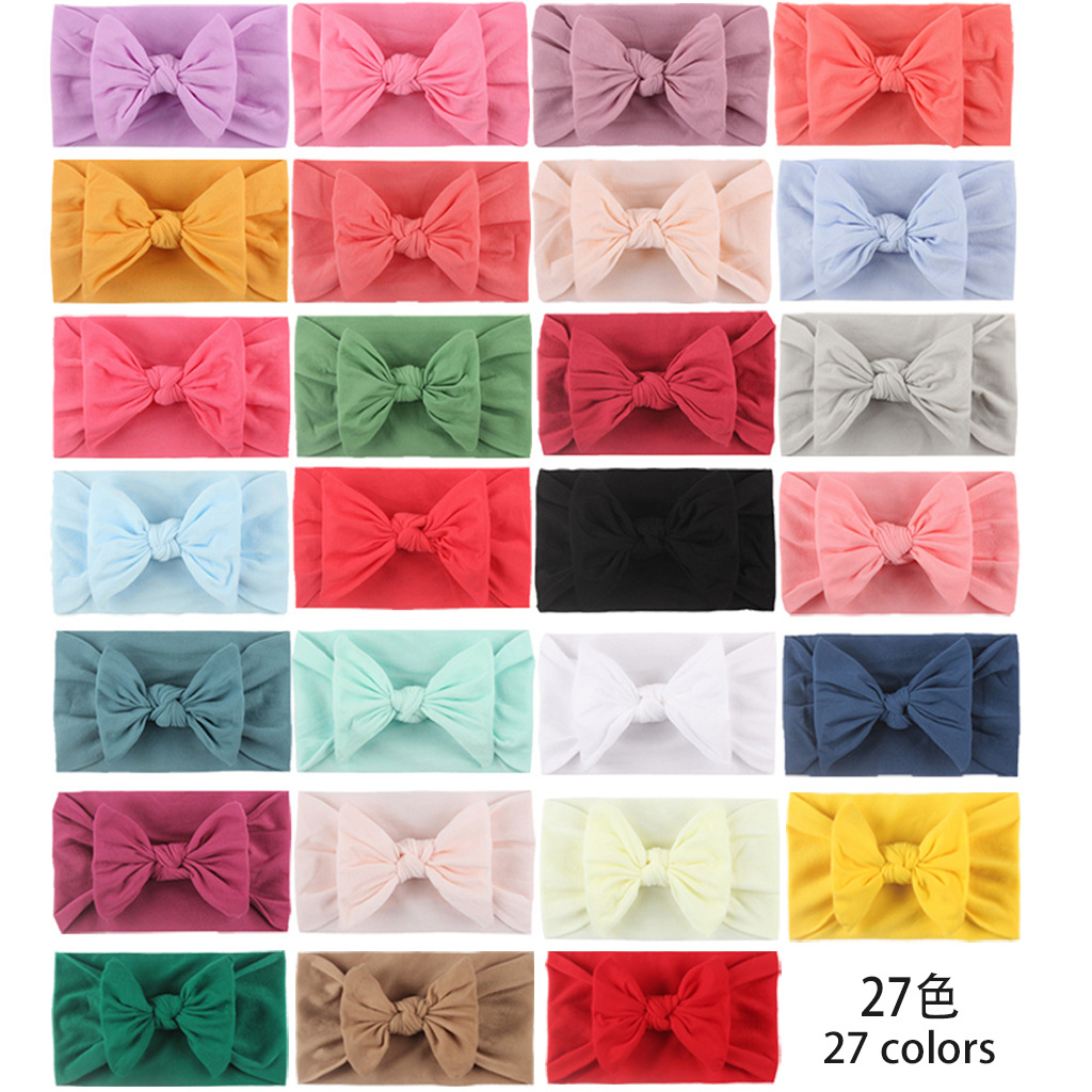 Europa y américa nuevo estilo niños accesorios suave nylon arco bebé diadema linda princesa nylon accesorios para el cabello pic 6