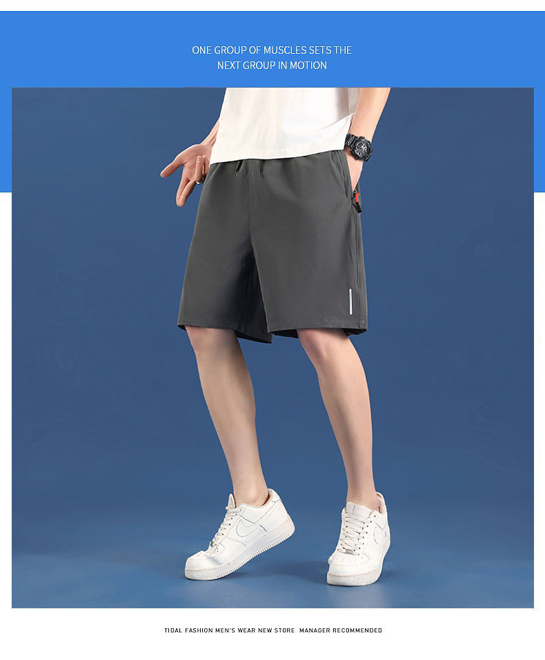 Summer sports thin shorts for men, loose and casual ice silk quick-drying capri pants for men, straight-leg Hong Kong-style pants for men, trendy pic 24