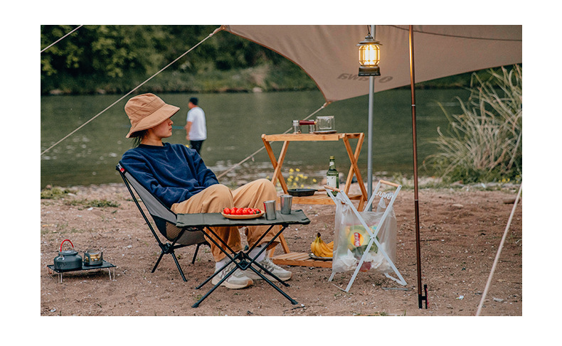 Outdoor garbage rack, foldable camping household garbage rack, sundries rack, kitchen storage rack, bracket, wooden handle garbage rack pic 2