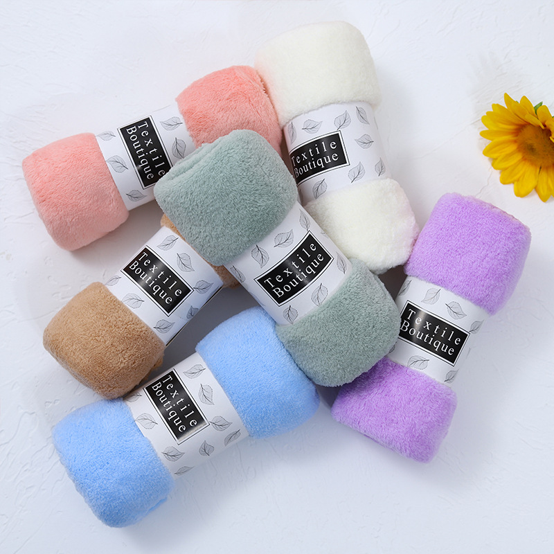 National Trend factory wholesale warp knitted coral fleece towels, thickened, water-absorbent, soft and non-shedding, Jixiangge face wash gift towels pic 20