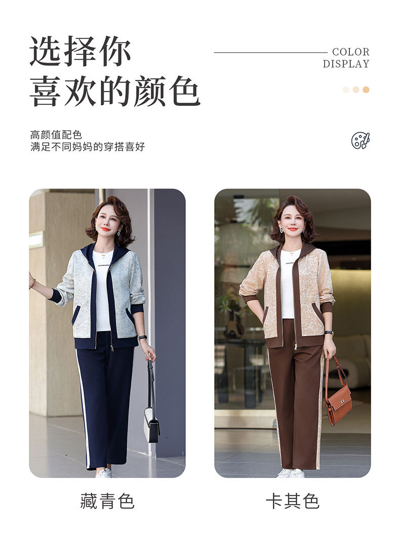 Madre de edad media otoño traje 2024 nuevo medio y viejo mujer otoño chaqueta casual abrigos moda ropa deportiva pic 1