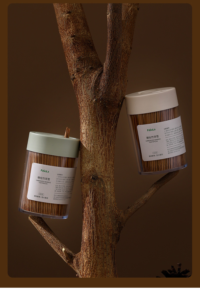 FaSoLa disposable carbonized bamboo toothpicks can be independently canned for home and restaurant use. 2 cans of fruit picks and fruit forks pic 14