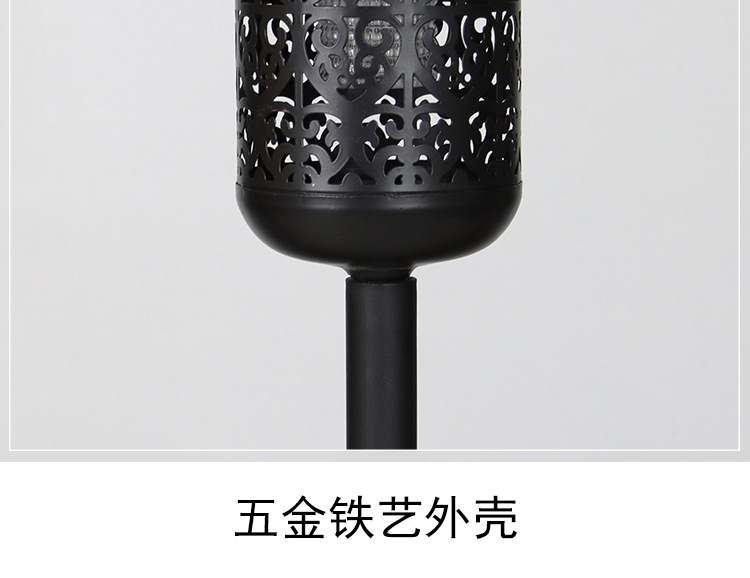 跨境五金铁艺花纹镂空太阳能LED感应火焰灯地插花园别墅户外装饰详情7