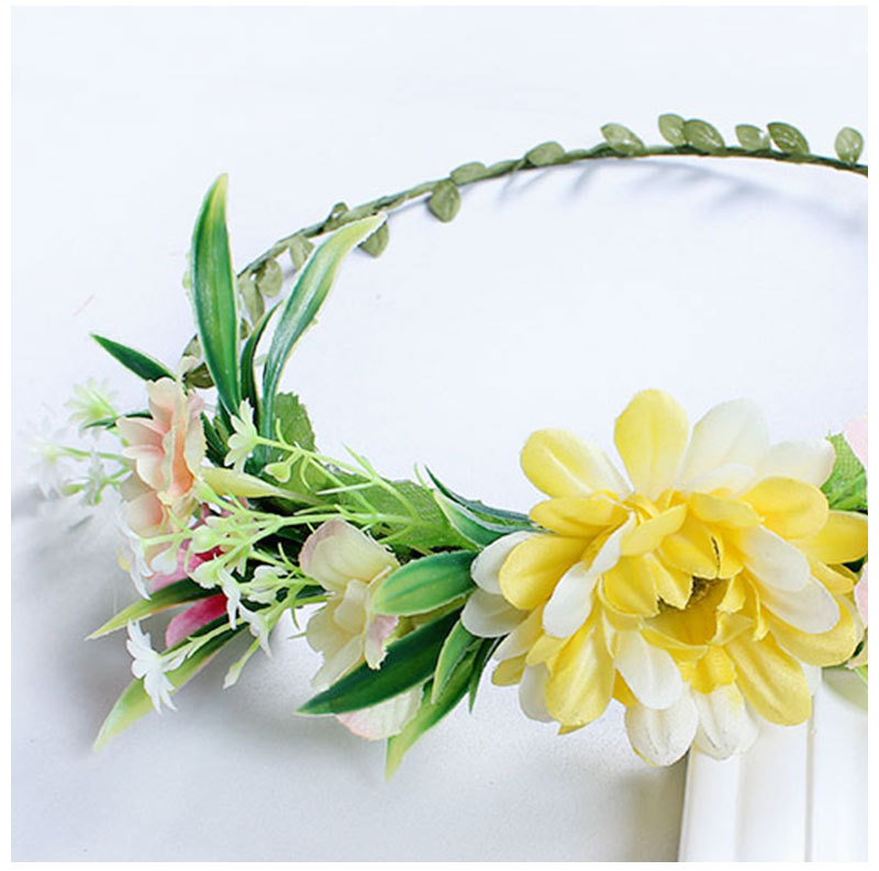 Wholesale of realistic flower, flower globe travel, scenic area, bride headband, photo shoot, green leaf fabric headband accessories pic 11