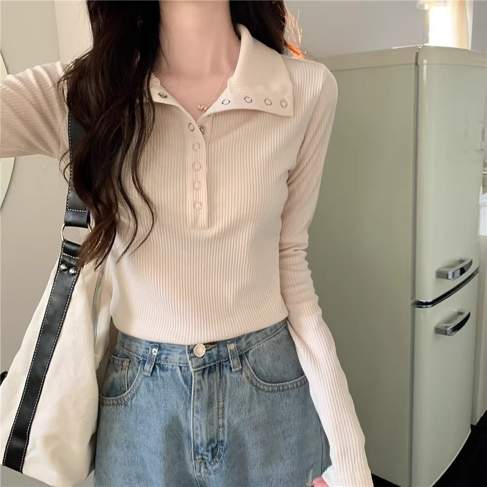 大码微胖正肩显瘦T恤女秋季设计感辣妹修身长袖内搭打底衫上衣潮详情15