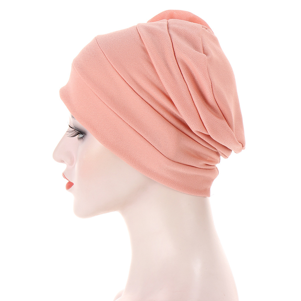 A new AliExpress style headscarf hat with two floral ribbons on the side and a flower core, a Muslim pullover hat pic 2