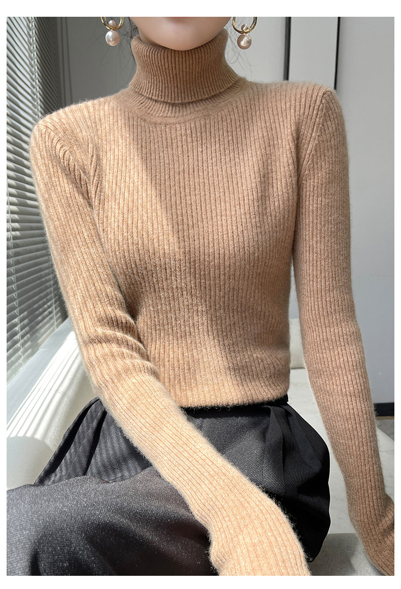 毛衣女2022秋冬新款长袖内搭修身韩版打底衫高翻领羊毛针织衫批发详情15