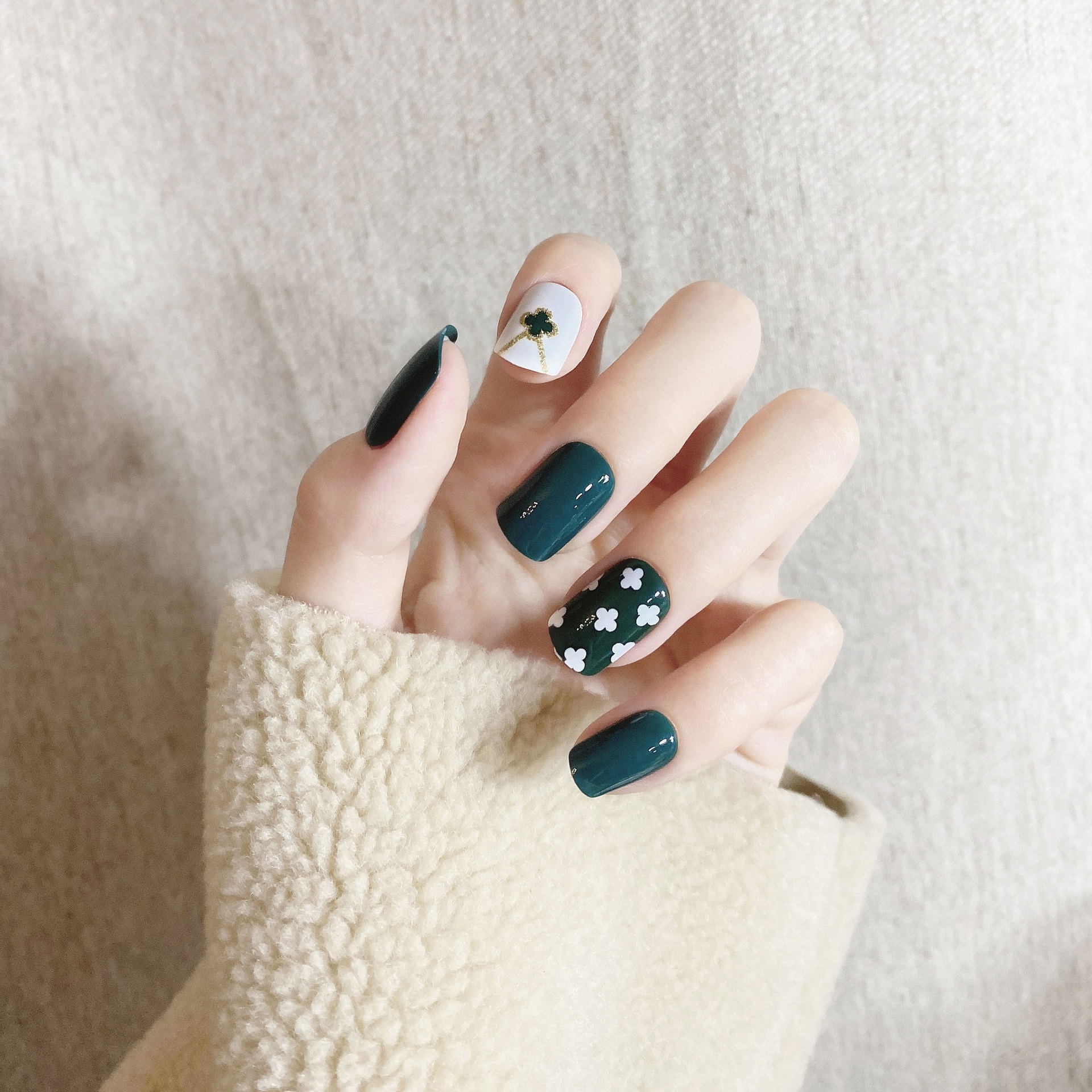 Handmade high-end Long Island iced tea nail art, short square head false nail patches, factory wholesale customization, exclusive for foreign trade pic 3