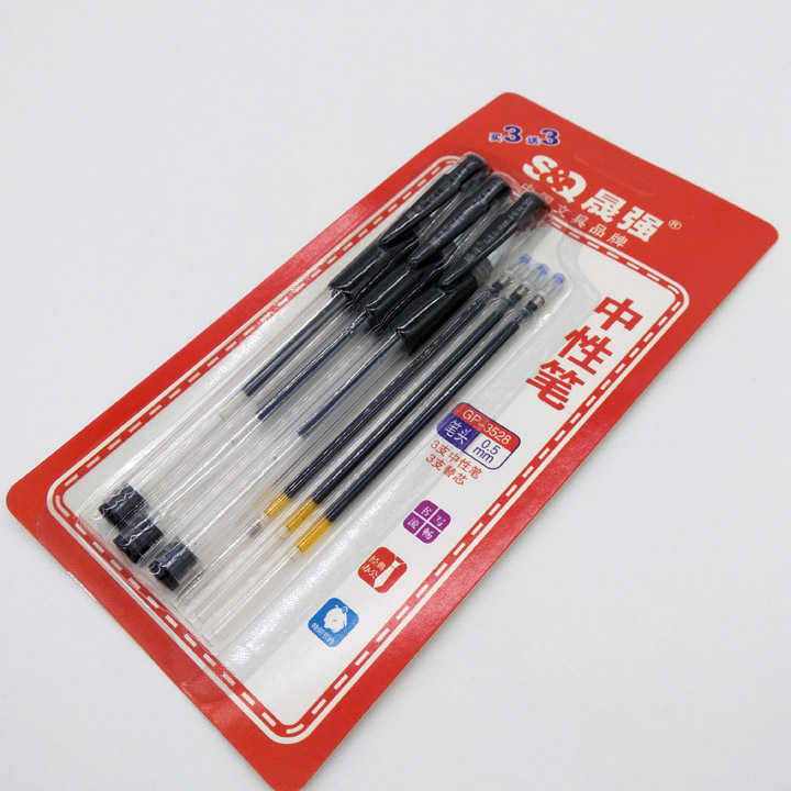 C1341 3+3 gel pen, 3 pens, 3 cores, black signature pen, water pen, carbon pen, black pen, Yiwu 2 yuan pic 6
