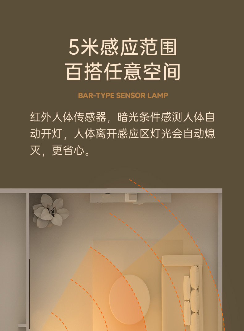 MUID sensor night light, human body automatic sensing, kitchen cutting, wardrobe, shoe cabinet bottom light strip, wireless self-adhesive magnetic suction pic 7