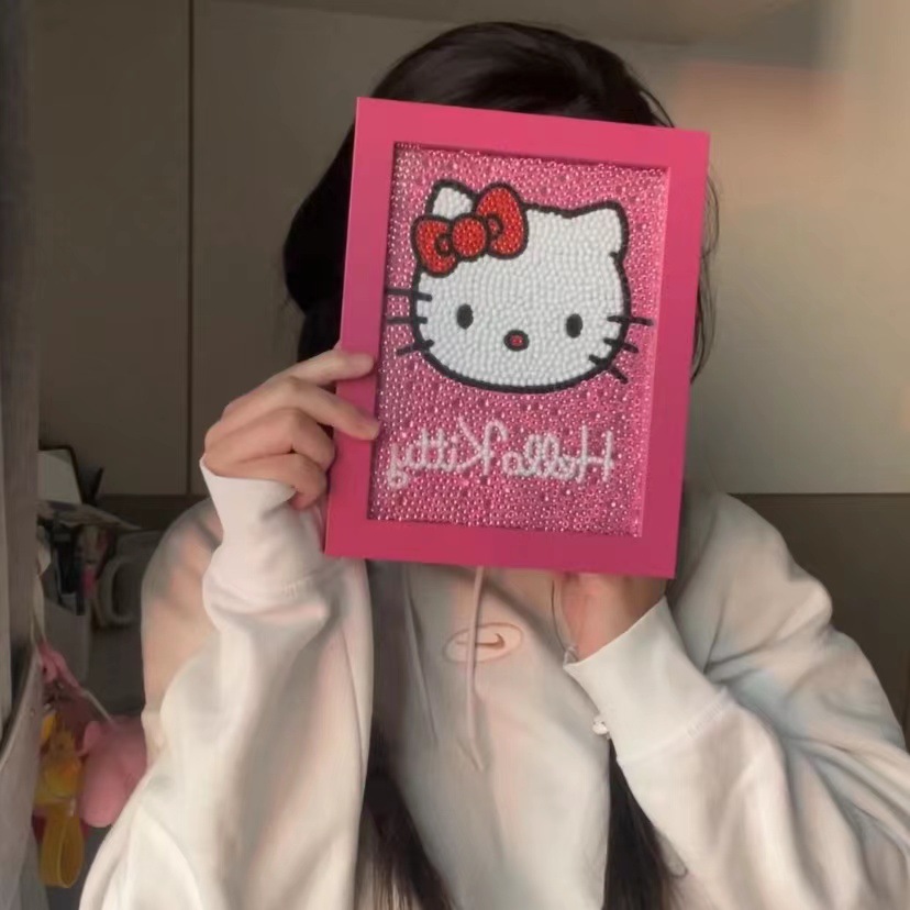 凯蒂猫钻石贴画手工diy满钻儿童钻石画Hellokitty满钻砖石画批发详情5