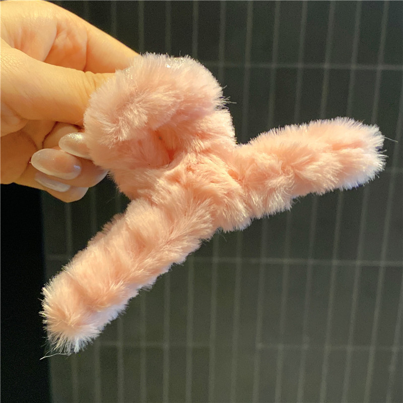2023新款秋冬毛绒后脑勺发抓夹 网红毛绒可爱优雅鲨鱼夹发夹头饰详情22