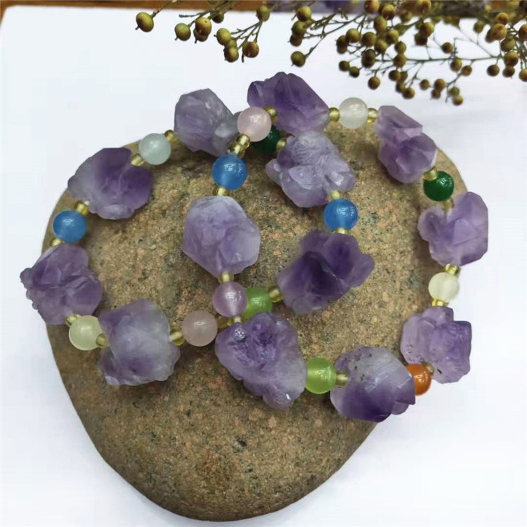 Wholesale natural amethyst bracelets, raw amethyst energy bracelets, direct sales from the manufacturer pic 2