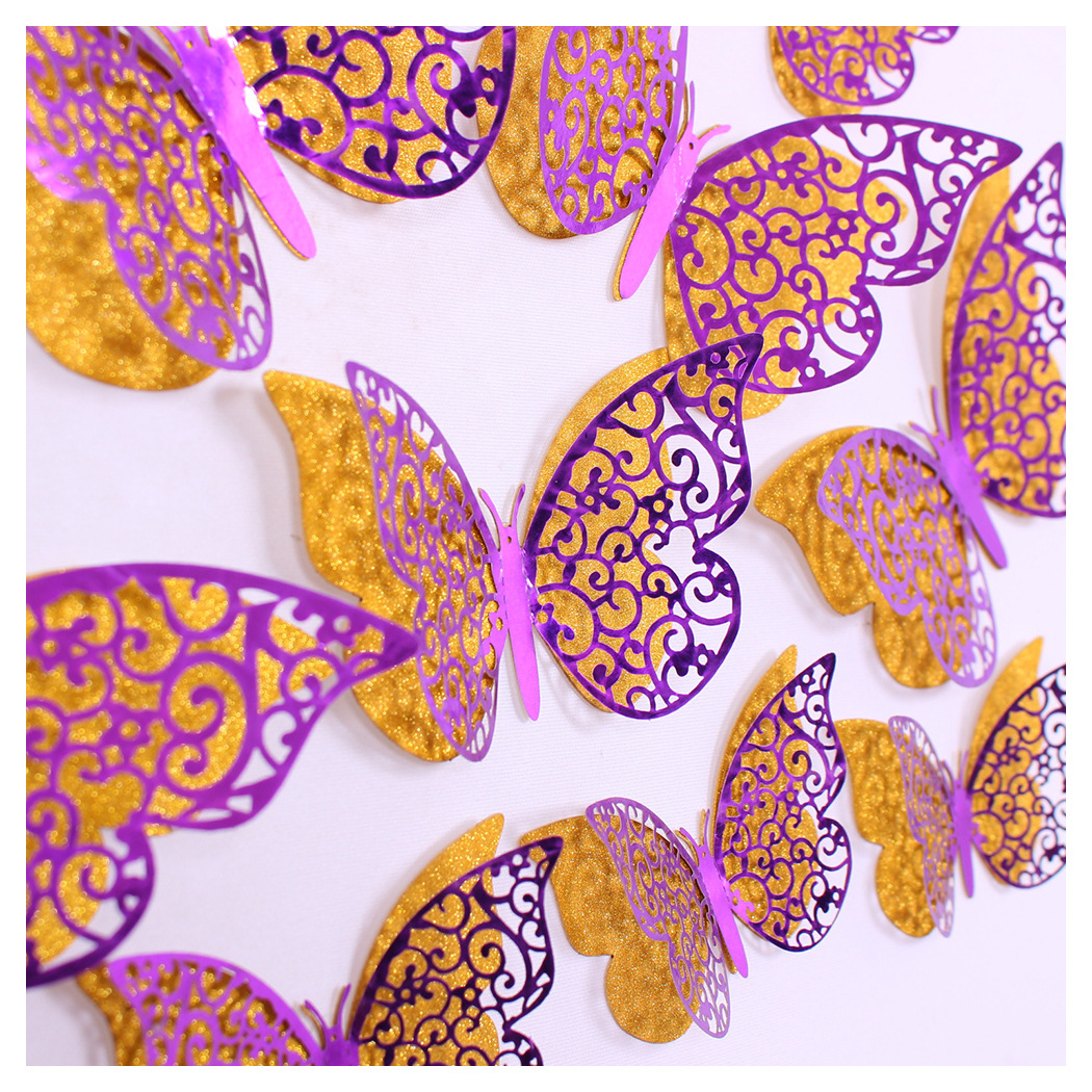 亚马逊12只3D镂空蝴蝶墙贴 圣诞节庆节日布置装饰贴纸 立体蝴蝶详情14