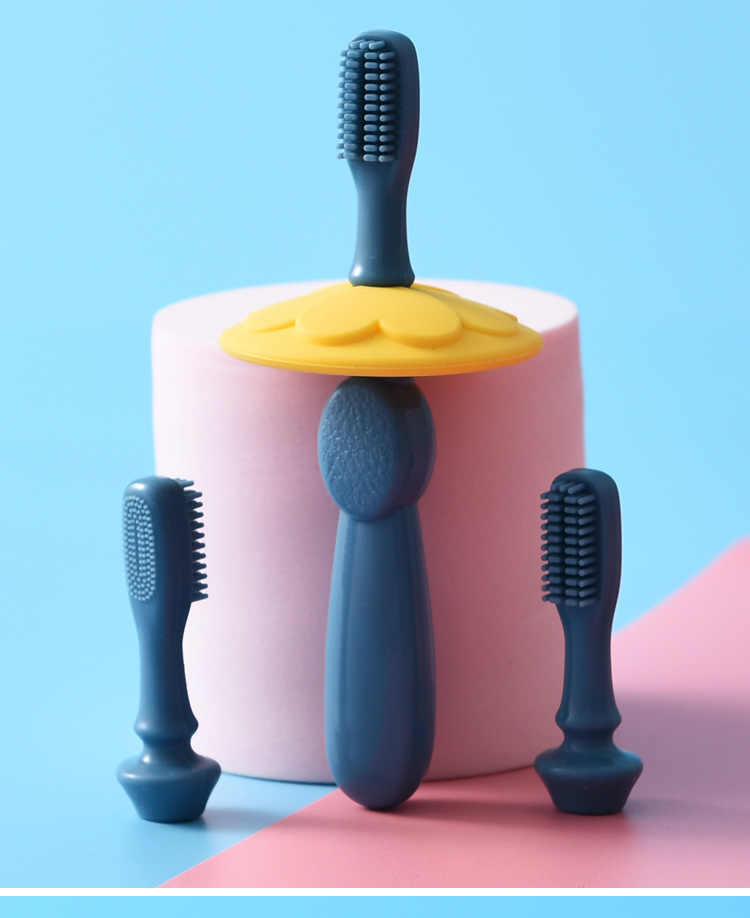 Cepillo de dientes para bebés 0-1-2-3 años protector de silicona cepillo de dientes de entrenamiento para bebés goma dental para niños cepillo de dientes de leche cabeza reemplazable pic 9