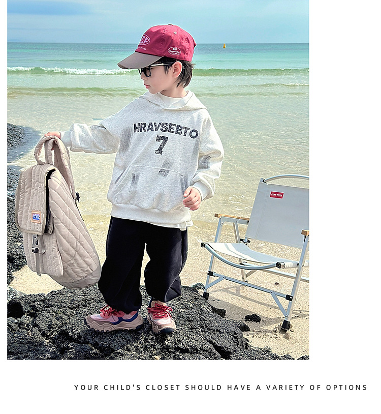 童话记忆2024秋季新款童装儿童韩版百搭手绘字母卫衣男童连帽衫潮详情17