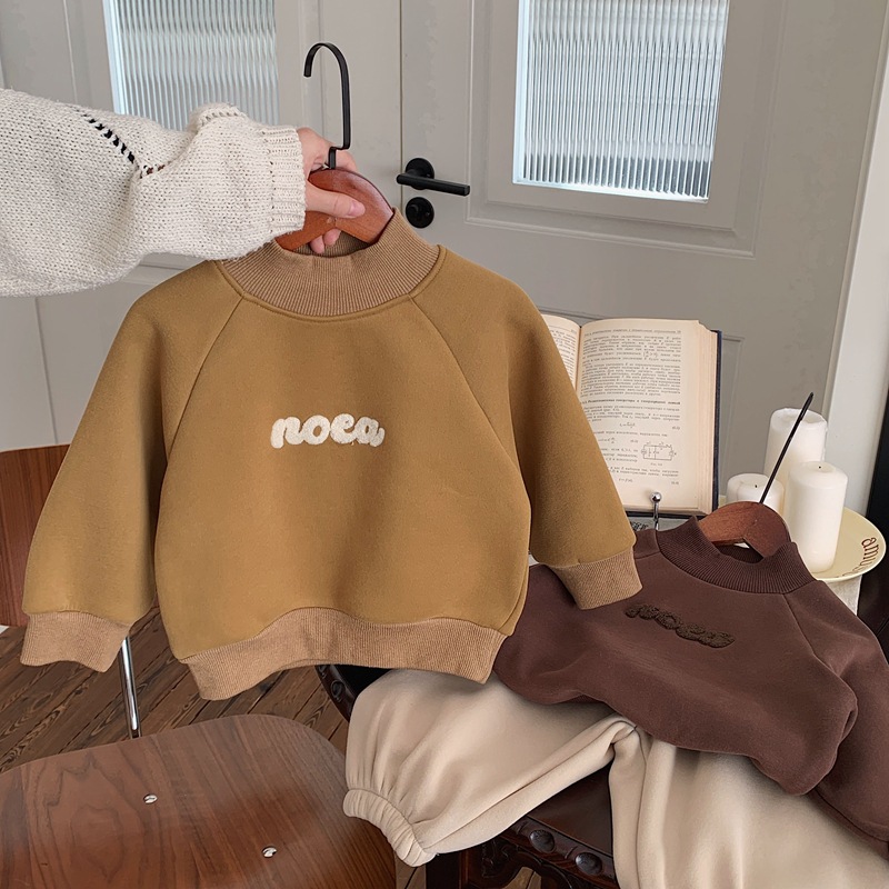 儿童冬装刺绣男女童圆领卫衣加绒一体绒宝宝男孩加厚上衣字母韩版详情10